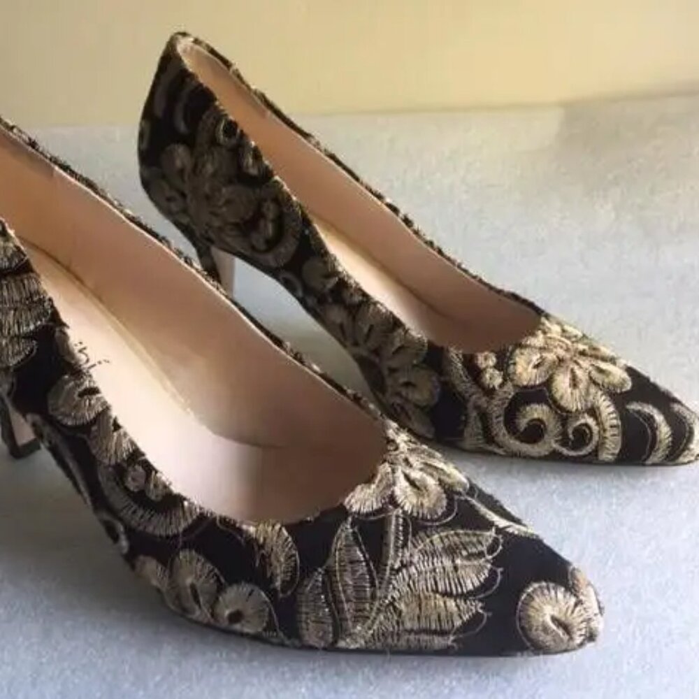 Elegant Women Dress Shoes Slip On Pointed-toe Stiletto Heels 3" Heel, Size EU 38